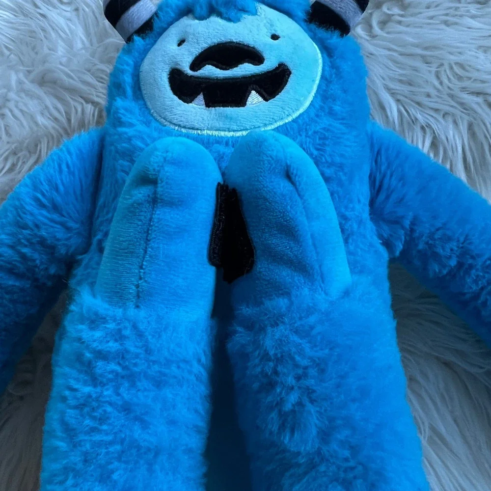 Pillowfort Yeti Mini Pillow Blue Monster Plush Stuffed Animal Hugging Hands 11in